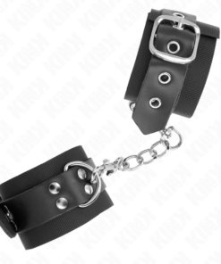 Alternative view of KINK - NYLON WRIST RESTRAINTS BLACK WITH LEATHER BELT BLACK ADJUSTABLE 19-29 CM X 5.1 CM