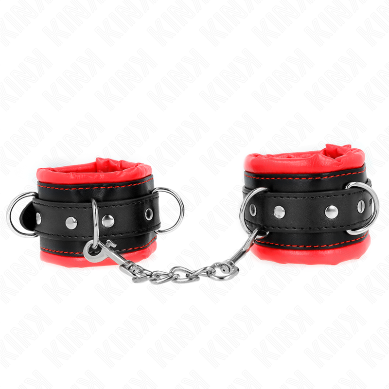 KINK - HEAVY WRIST RESTRAINTS WITH RED FUR LINED ADJUSTABLE 20-30 CM X 6 CM - Image 2