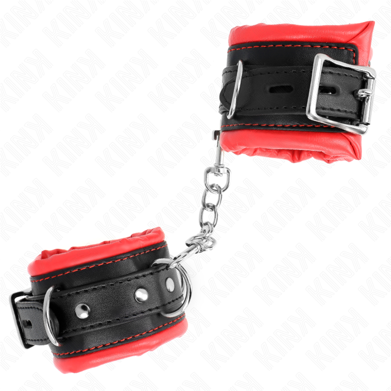 KINK - HEAVY WRIST RESTRAINTS WITH RED FUR LINED ADJUSTABLE 20-30 CM X 6 CM - Image 3