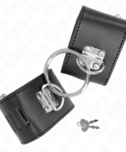 Alternative view of KINK - FIXED WRIST RESTRAINTS WITH RING AND PADLOCK CLOSURE BLACK ADJUSTABLE 16-23 CM X 5.5 CM