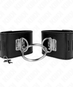 KINK - FIXED WRIST RESTRAINTS WITH RING AND PADLOCK CLOSURE BLACK ADJUSTABLE 16-23 CM X 5.5 CM