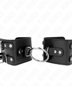 Alternative view of KINK - FIXED WRIST RESTRAINTS WITH RING AND STUDS ADJUSTABLE BLACK 17-22 CM X 6.5 CM