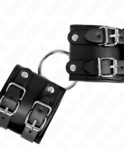 Alternative view of KINK - FIXED WRIST RESTRAINTS WITH RING AND STUDS ADJUSTABLE BLACK 17-22 CM X 6.5 CM