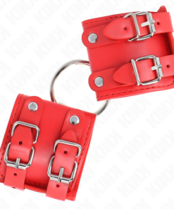 Alternative view of KINK - FIXED WRIST RESTRAINTS WITH RING AND STUDS ADJUSTABLE RED 17-22 CM X 6.5 CM