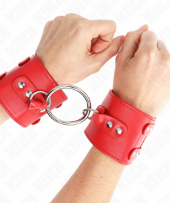 KINK - FIXED WRIST RESTRAINTS WITH RING AND STUDS ADJUSTABLE RED 17-22 CM X 6.5 CM