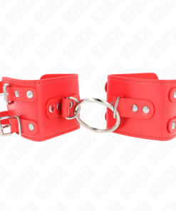 KINK - FIXED WRIST RESTRAINTS WITH RING AND STUDS ADJUSTABLE RED 17-22 CM X 6.5 CM
