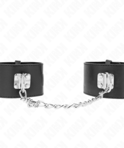 Alternative view of KINK - FIXED WRIST RESTRAINTS WITH CHAIN 30 CM AND PADLOCK CLOSURE BLACK ADJUSTABLE 16-23 CM X 5.5 CM