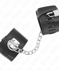 Alternative view of KINK - FIXED WRIST RESTRAINTS WITH CHAIN 30 CM AND PADLOCK CLOSURE BLACK ADJUSTABLE 16-23 CM X 5.5 CM