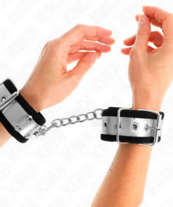 KINK - THIN WRIST RESTRAINTS BLACK / SILVER 30 X 4 CM