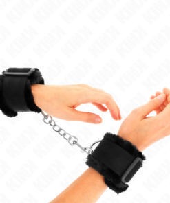 KINK - FURRY LINED WRIST RESTRAINTS BLACK ADJUSTABLE 17-31 CM X 7 CM