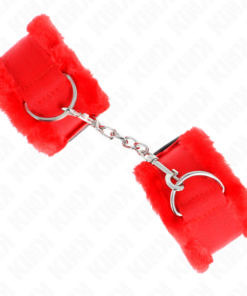 Alternative view of KINK - FURRY LINED WRIST RESTRAINTS RED ADJUSTABLE 17-31 CM X 7 CM