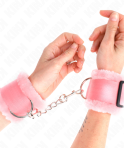 KINK - FURRY LINED WRIST RESTRAINTS PINK ADJUSTABLE 17-31 CM X 7 CM