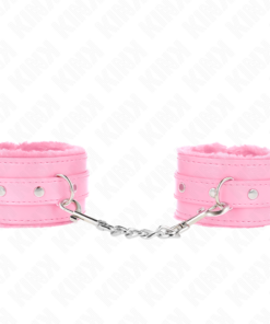 Alternative view of KINK - PREMIUM FUR LINED WRIST RESTRAINTS PINK WITH PINK BELT ADJUSTABLE 17-29 CM X 6 CM