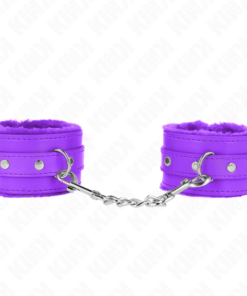 Alternative view of KINK - PREMIUM FUR LINED WRIST RESTRAINTS PURPLE WITH PURPLE BELT ADJUSTABLE 17-29 CM X 6 CM
