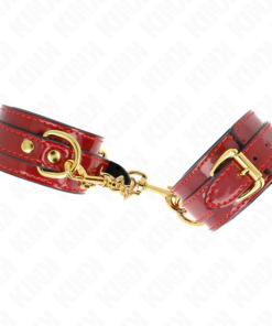 Alternative view of KINK - JOANNA ANGEL WRIST CUFFS RED ADJUSTABLE WITH GOLD CHAIN 16.5-26 CM X 4 CM