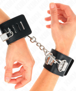 KINK - MULTIPOSITION WRIST RESTRAINTS WITH PADLOCK CLOSURE BLACK ADJUSTABLE 16-23 CM X 5.5 CM