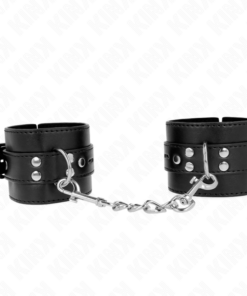 KINK - WRIST RESTRAINTS BLACK WITH BLACK BELT ADJUSTABLE 17-28 CM X 6 CM