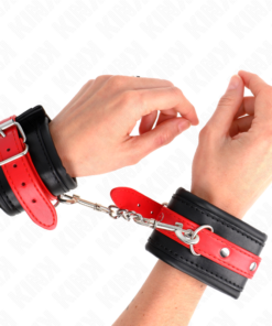 KINK - WRIST RESTRAINTS BLACK WITH RED BELT ADJUSTABLE 17-28 CM X 6 CM
