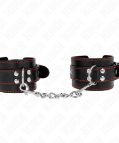 Alternative view of KINK - WRIST RESTRAINTS BLACK WITH RED LINING ADJUSTABLE 20-28 CM X 5.5 CM