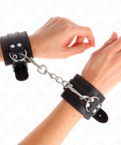 KINK - WRIST RESTRAINTS BLACK WITH RED LINING ADJUSTABLE 20-28 CM X 5.5 CM