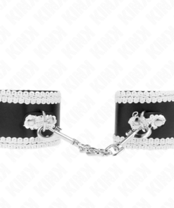 KINK - BLACK WRIST RESTRAINTS WITH WHITE DECORATE LACE ADJSUTABLE 20-23 CM X 5.5 CM