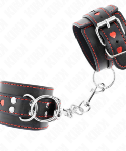 Alternative view of KINK - BLACK WRIST RESTRAINTS WITH RED HEART INLAY ADJUSTABLE 21-28 CM X 5.5 CM