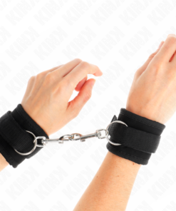 KINK - NYLON BIND HOOKLOOP WRIST RESTRAINTS BLACK MODEL 2 ADJUSTABLE 18-35 CM X 6 CM