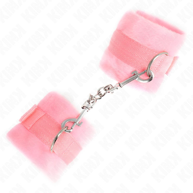 KINK - BEGINNER FUR HAND CUFFS PINK 30 X 7 CM - Image 2