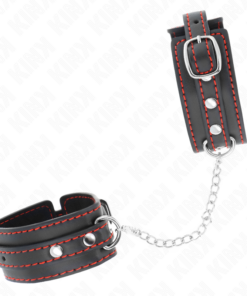 Alternative view of KINK - SMALL WRIST RESTRAINTS BLACK WITH RED LINING ADJUSTABLE 14-24 CM X 3.5 CM
