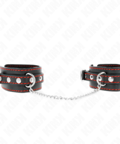 Alternative view of KINK - SMALL WRIST RESTRAINTS BLACK WITH RED LINING ADJUSTABLE 14-24 CM X 3.5 CM