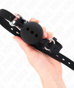 Alternative view of KINK - FULL SILICONE GAG 55 x 2 CM WITH 4.5 CM BALL SIZE M BLACK ADJUSTABLE 35-51 CM