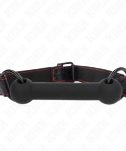 KINK - BONE GAG WITH LEATHERETTE STRAP BLACK ADJUSTABLE 41-57 CM