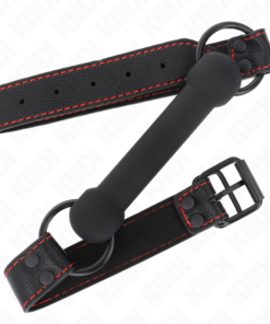 Alternative view of KINK - BONE GAG WITH LEATHERETTE STRAP BLACK ADJUSTABLE 41-57 CM