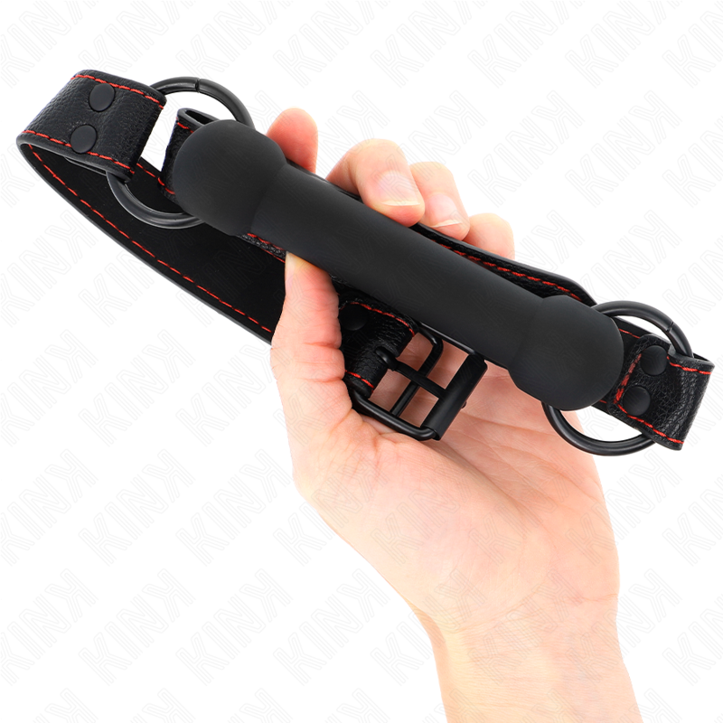 KINK - BONE GAG WITH LEATHERETTE STRAP BLACK ADJUSTABLE 41-57 CM - Image 4