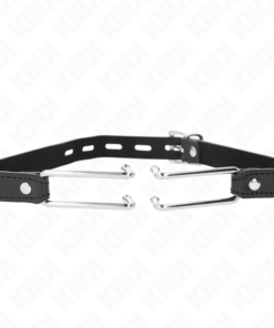 KINK - METAL HOOK GAG 11.5 CM WITH LEATHERETTE STRAP ADJUSTABLE 39-58 CM X 2 CM