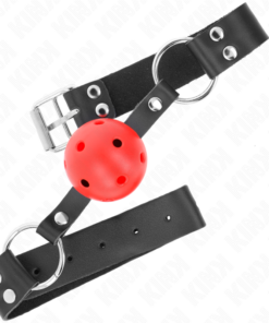 Alternative view of KINK - BREATHABLE BALL 4 CM GAG WITH DOUBLE RIVET RED 62.5 x 2.5 CM ADJUSTABLE 42-58 CM