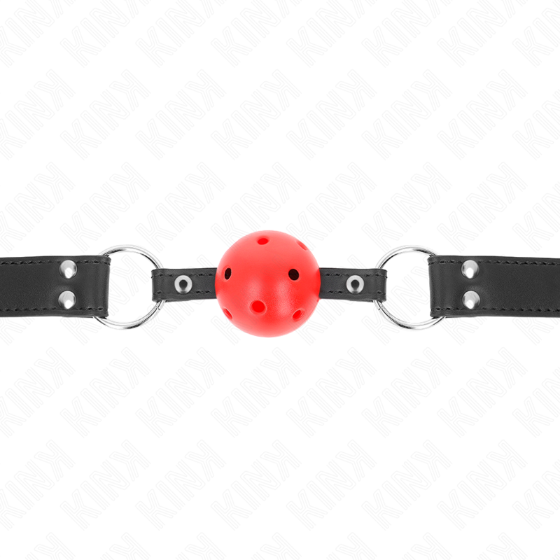 KINK - BREATHABLE BALL 4 CM GAG WITH DOUBLE RIVET LEATHER 62.5 x 2.5 CM ADJUSTABLE 42-58 CM - Image 3