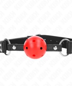 KINK - BREATHABLE BALL 4 CM GAG WITH DOUBLE RIVET LEATHER 62.5 x 2.5 CM ADJUSTABLE 42-58 CM