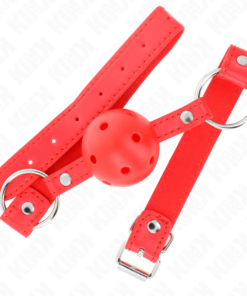 Alternative view of KINK - BREATHABLE BALL 4 CM GAG WITH DOUBLE RIVET MODEL 1 RED 62.5 x 2.5 CM ADJUSTABLE 42-58 CM