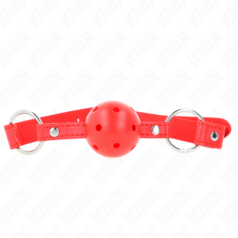 KINK - BREATHABLE BALL 4 CM GAG WITH DOUBLE RIVET MODEL 1 RED 62.5 x 2.5 CM ADJUSTABLE 42-58 CM - Image 3