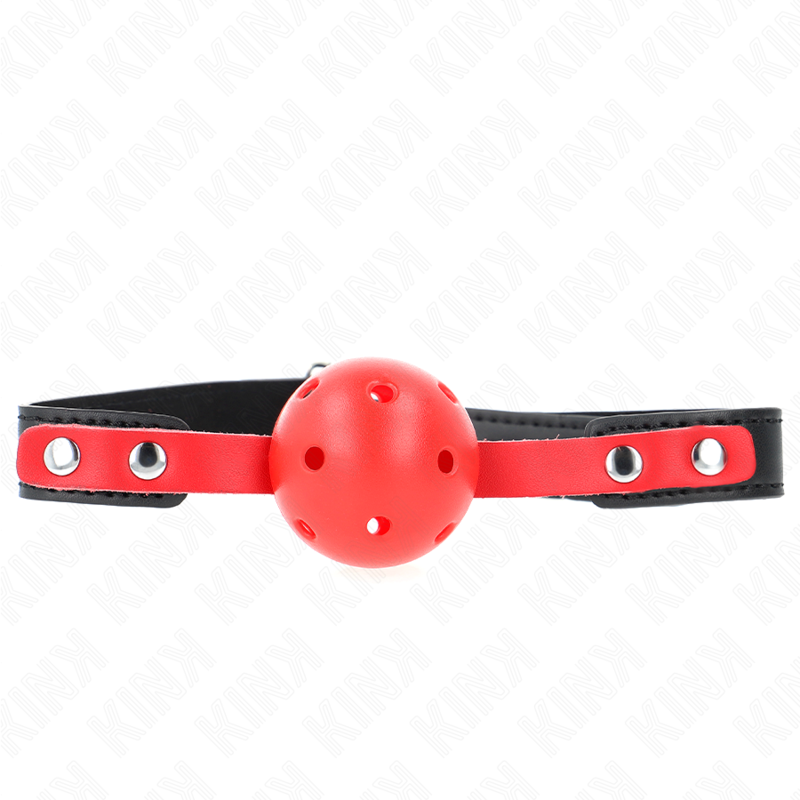 KINK - RED HOLLOW HARD BALL 4 CM GAG BLACK STRAP 60 x 2 CM ADJUSTABLE 37-52 CM - Image 2