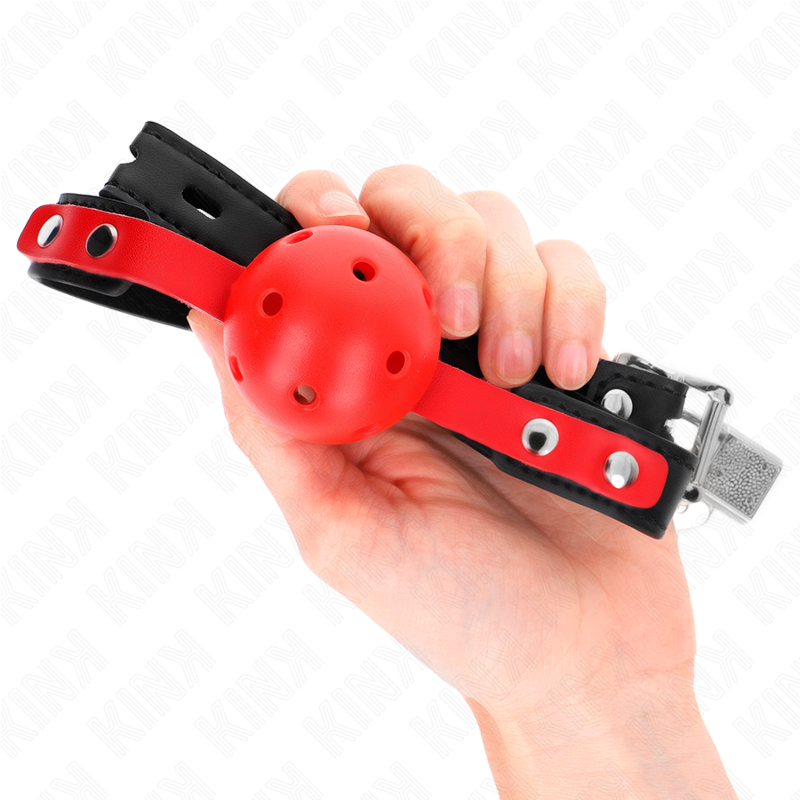 KINK - RED HOLLOW HARD BALL 4 CM GAG BLACK STRAP 60 x 2 CM ADJUSTABLE 37-52 CM - Image 3