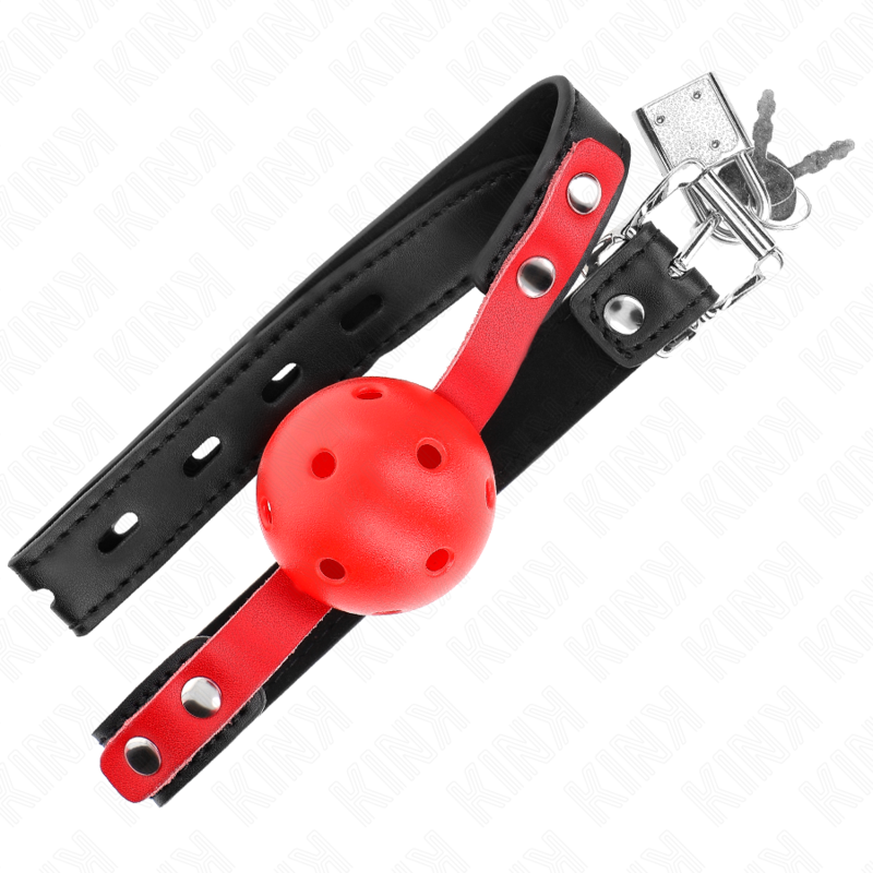 KINK - RED HOLLOW HARD BALL 4 CM GAG BLACK STRAP 60 x 2 CM ADJUSTABLE 37-52 CM - Image 4