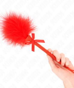 KINK - NYLON ROPE WAND WITH TICKLE FEATHERS AND RED BOW 25 CM