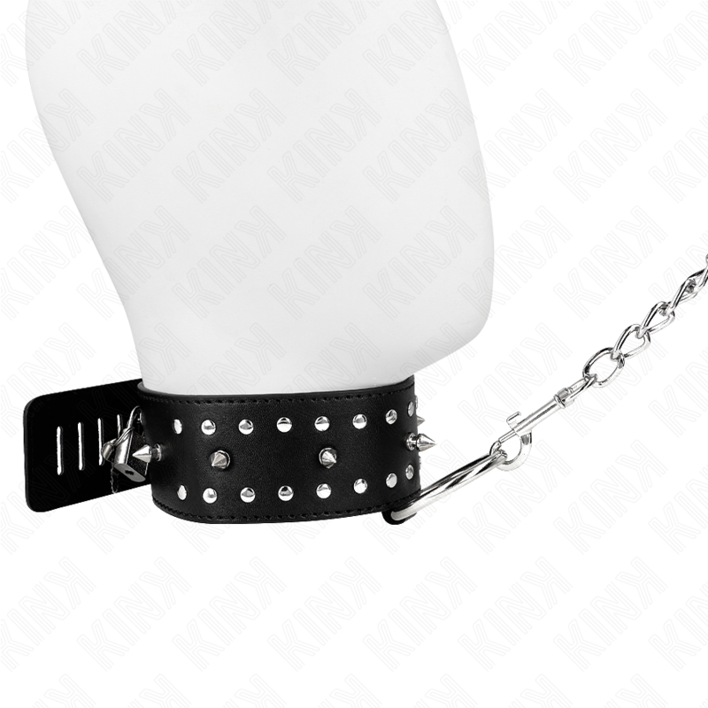 KINK - NECKLACE WITH LEASH 65 CM WITH SILVER STUDS MODEL 1 ADJUSTABLE 36-43 CM X 5 CM - Image 4