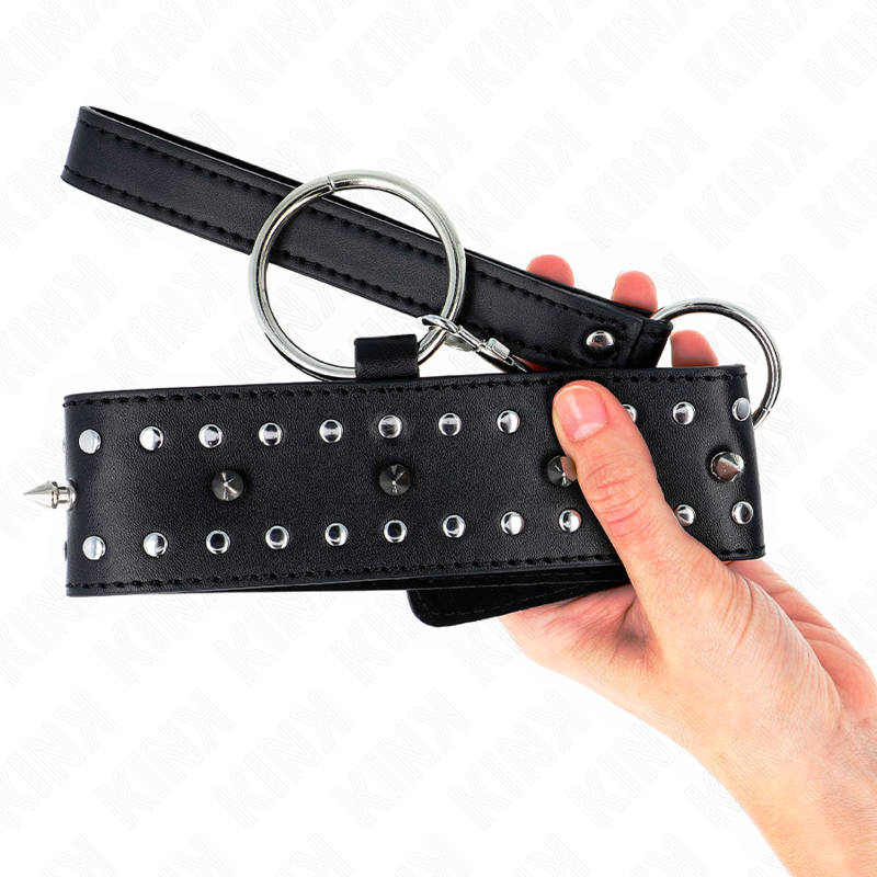 KINK - NECKLACE WITH LEASH 65 CM WITH SILVER STUDS MODEL 1 ADJUSTABLE 36-43 CM X 5 CM - Image 5