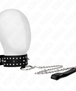 KINK - NECKLACE WITH LEASH 65 CM WITH SILVER STUDS MODEL 1 ADJUSTABLE 36-43 CM X 5 CM