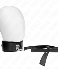 KINK - NECKLACE WITH LEASH 116 CM WITH SILVER STUDS MODEL 4 BLACK ADJUSTABLE 40-48 CM X 6 CM