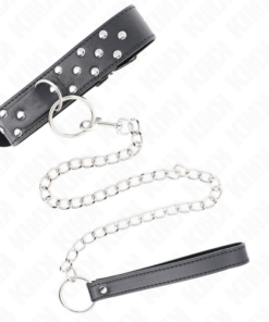 Alternative view of KINK - RING RIVET STRAP NECKLACE WITH BELT 65 CM BLACK ADJUSTABLE 36-50 CM X 3.8 CM