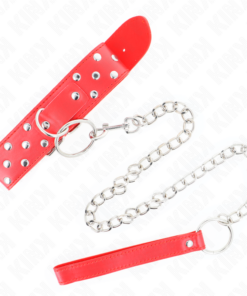 Alternative view of KINK - RING RIVET STRAP NECKLACE WITH BELT 65 CM RED ADJUSTABLE 36-50 CM X 3.8 CM